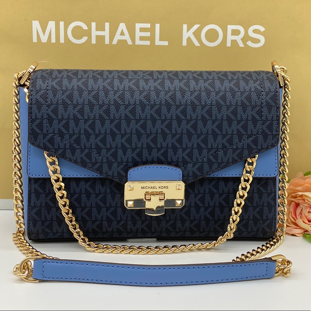 MICHAEL KORS KINSLEY MD SHOULDER FLAP FRCH BLUE MT - Picture 3 of 16